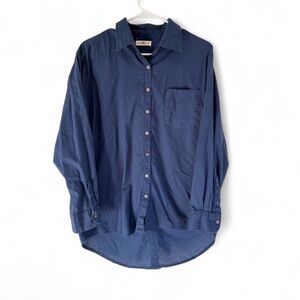 Natural Life Women’s Button Down Navy Blue M Cotton Preppy Minimalist Capsule